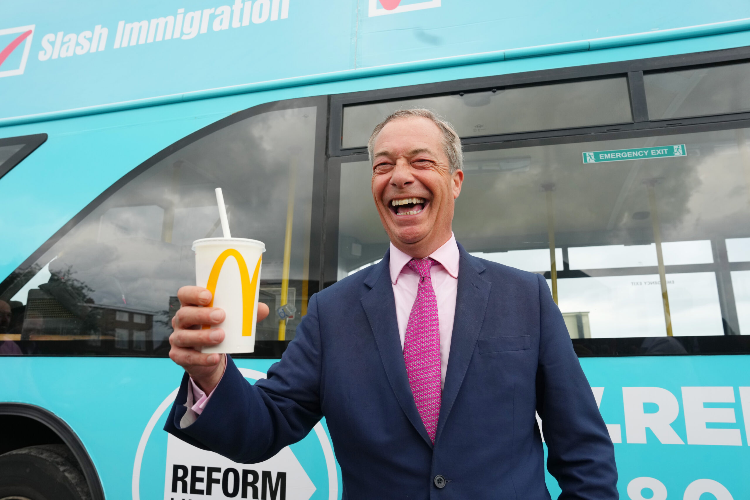 Farage was targeted as he left a Wetherspoons while campaigning