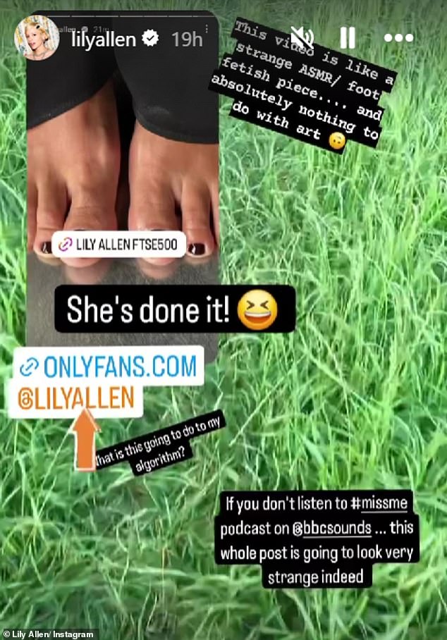 Sharing the news that she had officially launched her Only Fans over on her Instagram Story, Lily posted the link to her page alongside a snap of her painted toes