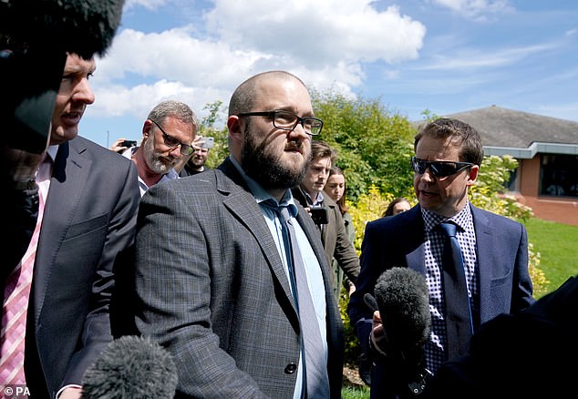 The culprit was Paul Crowther (centre) who was ordered to carry out 150 hours of community service and pay £350 in compensation