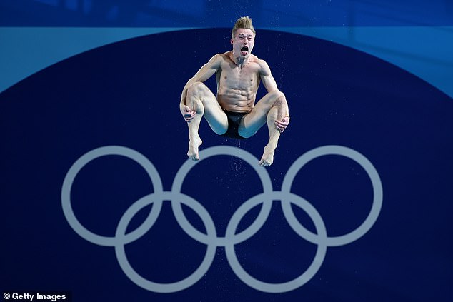 The 29-year-old athlete practices in a diving training session ahead of the Olympics in Paris