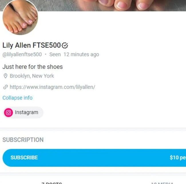 David Harbour’s wife Lily Allen launches OnlyFans page to sell feet pictures