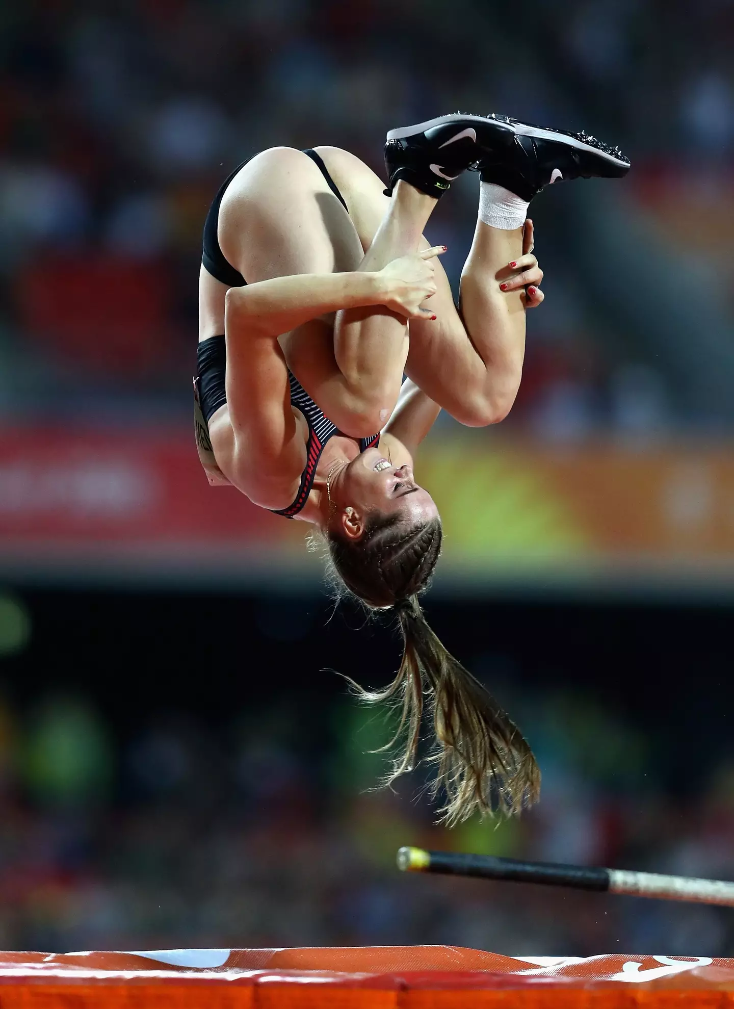 The twerk wasn't the first original celebration Alysha has ever done, doing a summersault here in 2018 (Michael Steele/Getty Images)