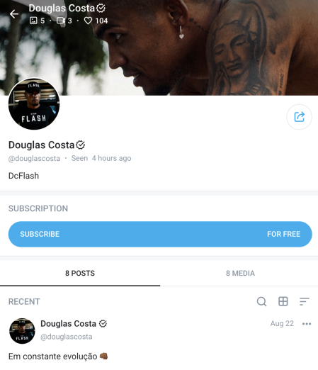 Douglas Costa's OnlyFans account