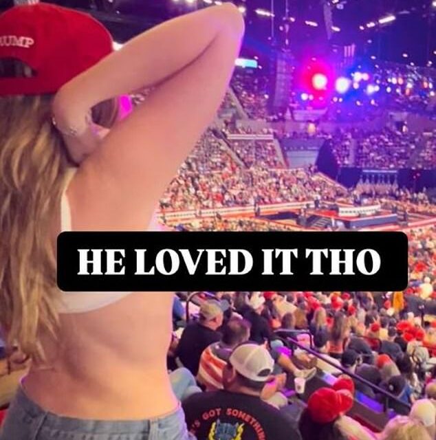 OnlyFans model Ava Louise flashes Trump at his Long Island rally