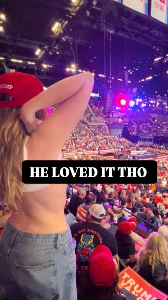 Ava flashed her breasts at a Trump rally and was removed