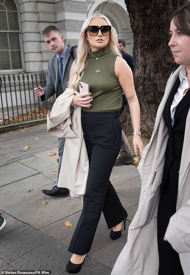 Thomas Bowen had originally denied the charges and was due to go on trial at Westminster Magistrates' Court on Monday but changed her pleas to guilty before proceedings began. Here she is pictured leaving court yesterday