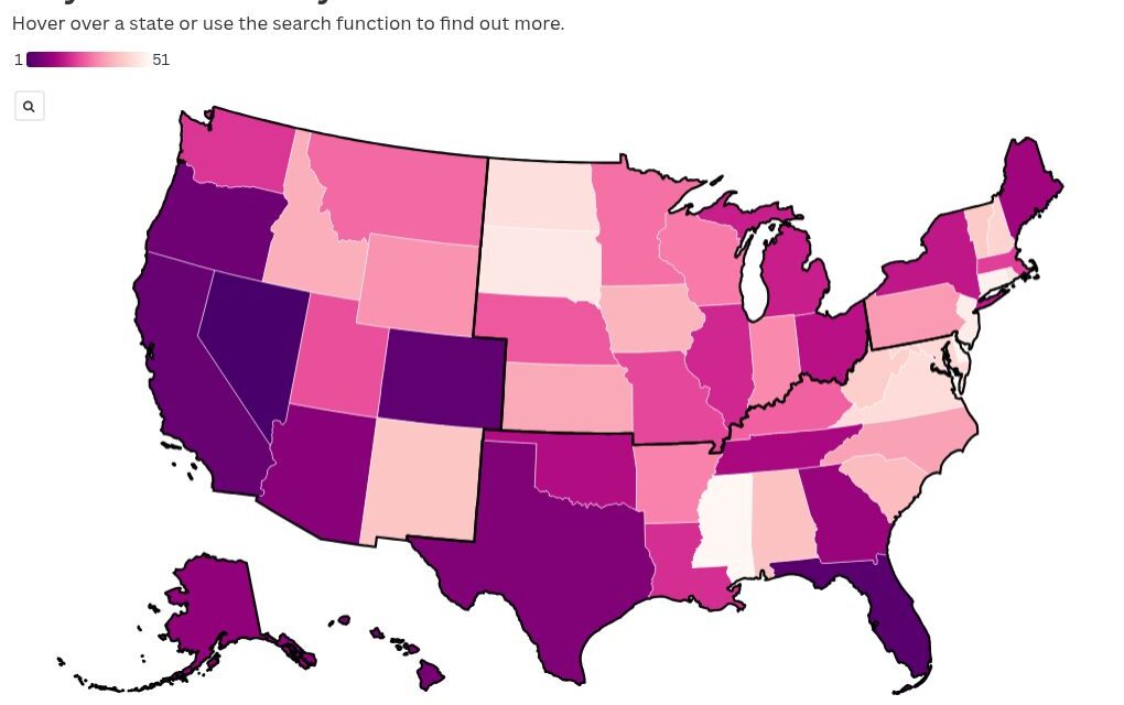 Map shows states with the most OnlyFans creators