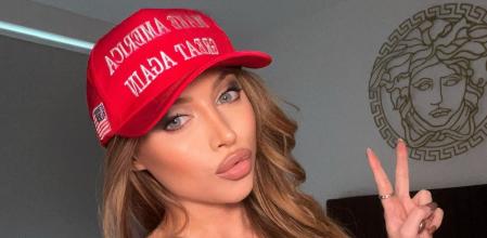 OnlyFans model Ava Louise flashes her boobs at Elon Musk during Donald Trump rally