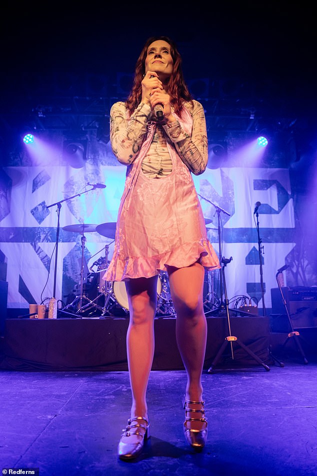 Kate Nash looked sensational in a pink satin mini dress as took the stage at Leeds Beckett Students' Union for a performance on Monday evening