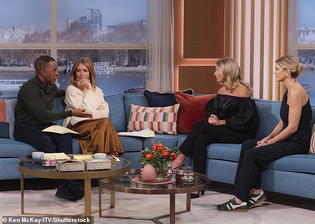 When host Andi Peters (left) asked if she thought morally what she did was right, Bonnie replied: '100 per cent. There's a massive gap for it. I'm doing what I do best which is pleasuring and educating'