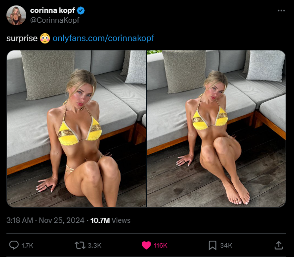 Influencer Corinna Kopf returns to OnlyFans