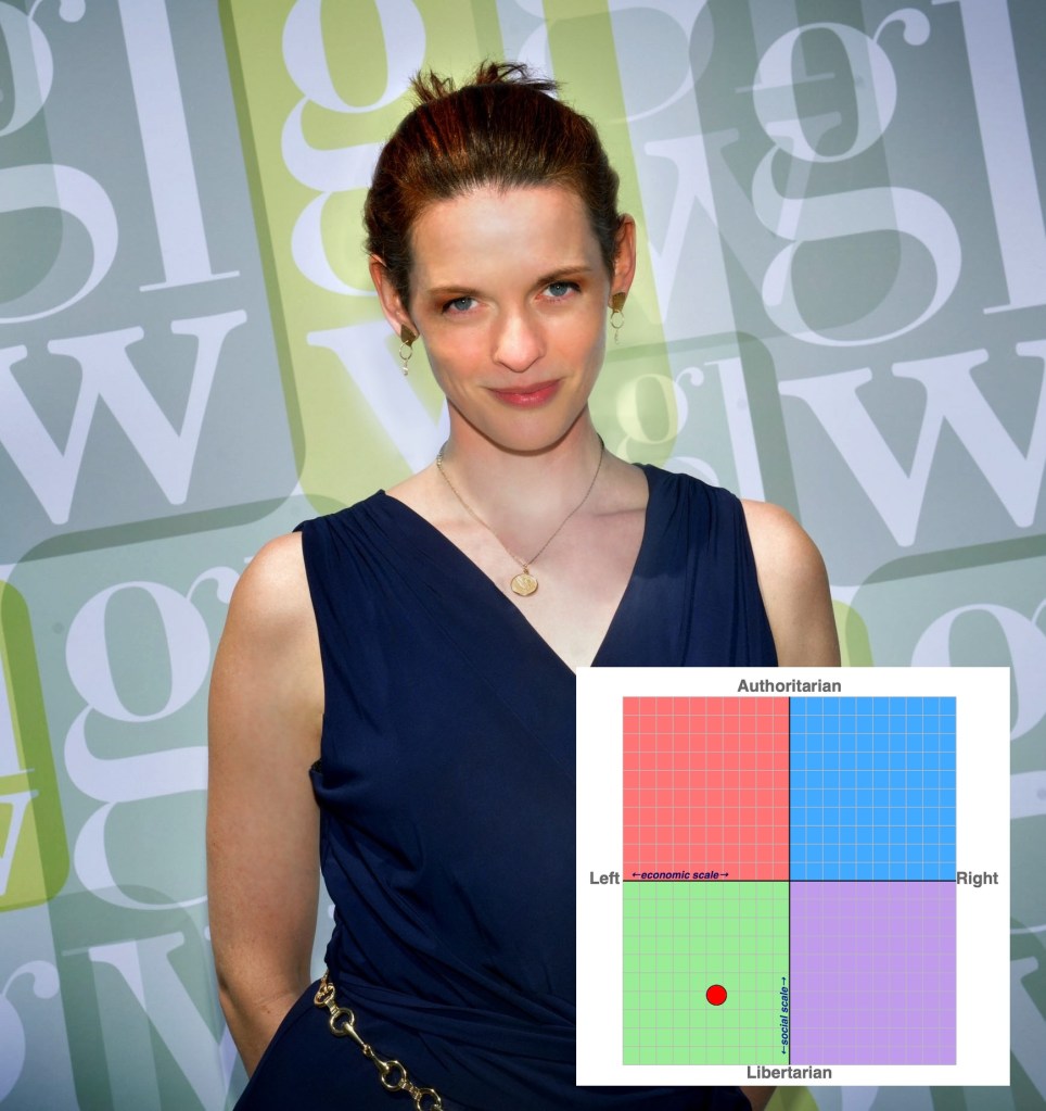 Dominatrix and EPA United co-founder Savannah Sly poses with her political compass