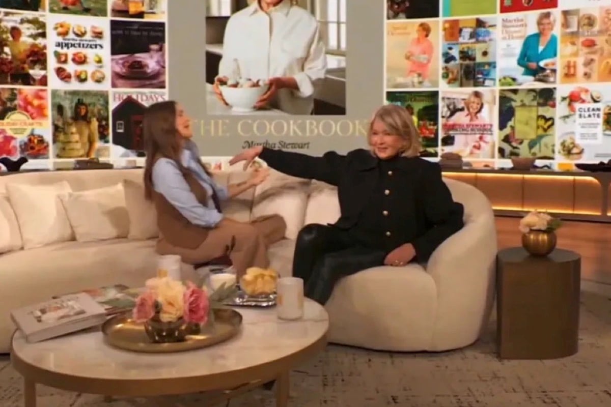 Martha Stewart pushes Drew Barrymore away during a touchy talk show interview