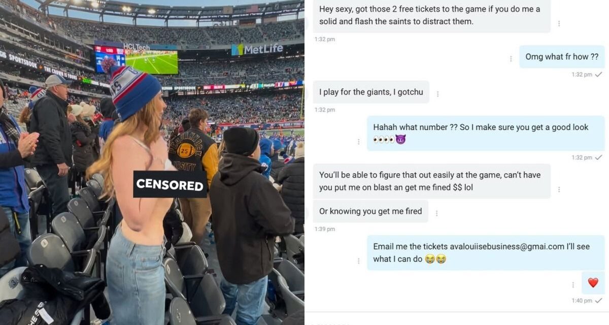 NFL player paid money to OnlyFans model to flash her chest distracting rival team in exchange of free tickets at Saints vs Giants