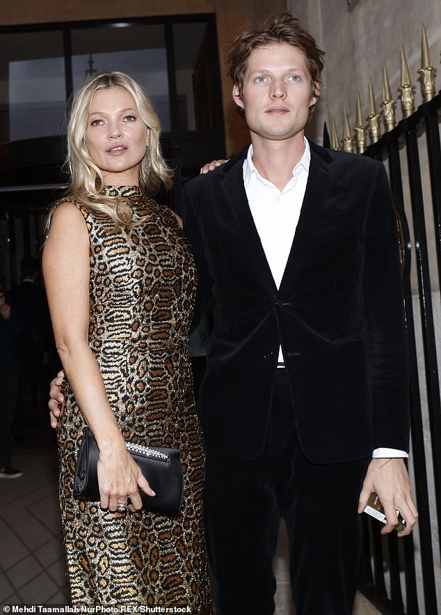 Model Kate Moss is said to have split from boyfriend Nikolai von Bismarck, the pair pictured here at Paris' Hotel De Crillon in 2019