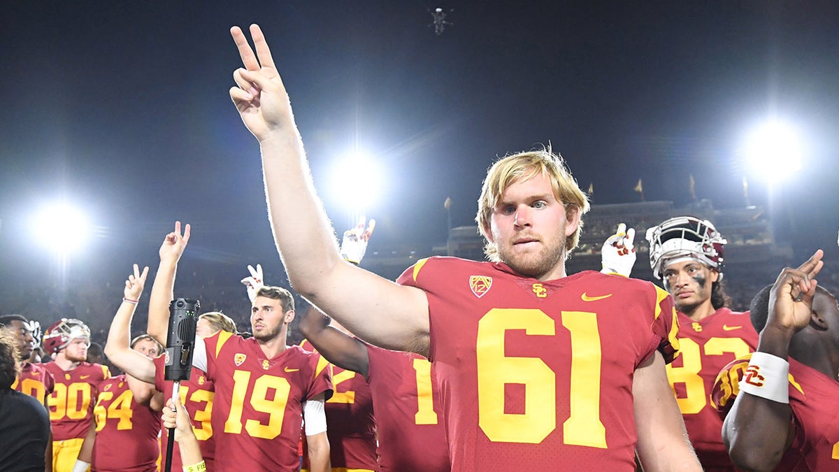 Jake Olson celebrates