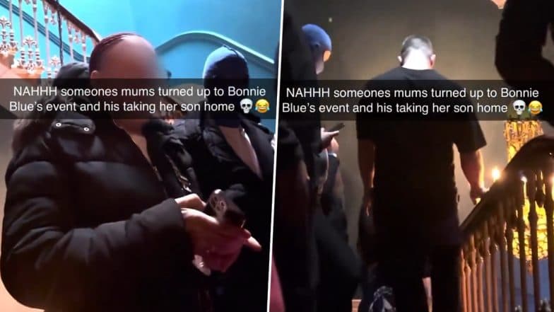 ‘Put On Your Clothes Now!’ Furious Mother Drags Son out of OnlyFans Star Bonnie Blue’s Sex Marathon, Threatens To Call the Police (Watch Viral Video)