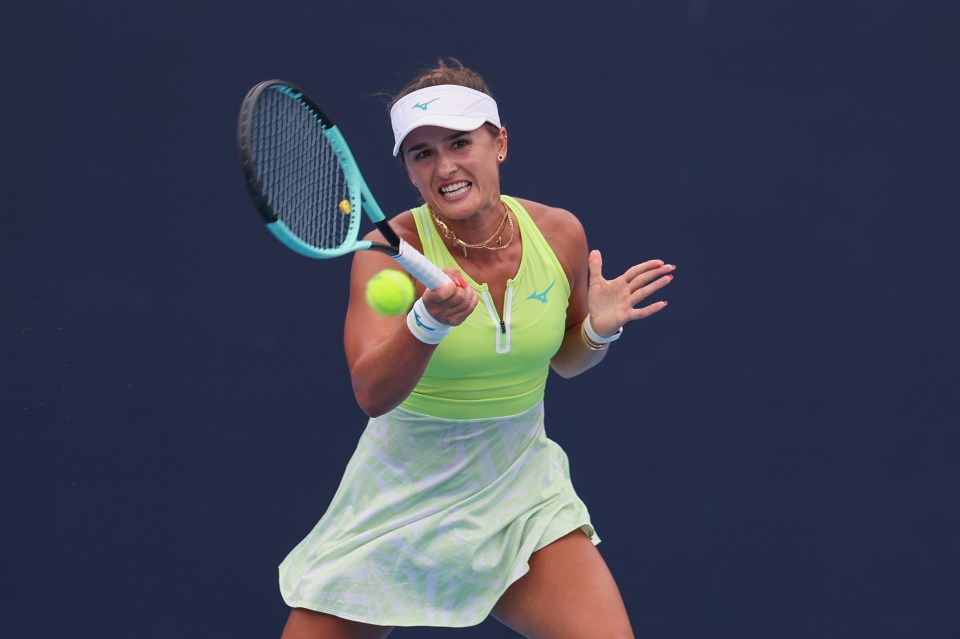 Arina Rodionova of Australia returning a tennis shot.