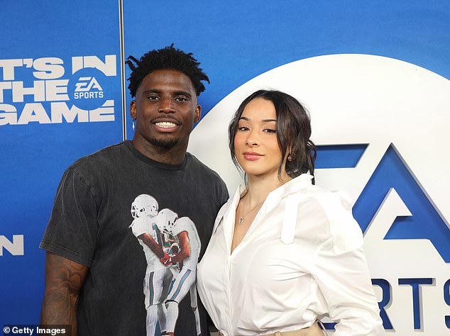 Hill confirmed that he was engaged to his wellness influencer wife Keeta Vaccaro, 28, at the time of the incident with Hall, but insisted they were 'on and off'