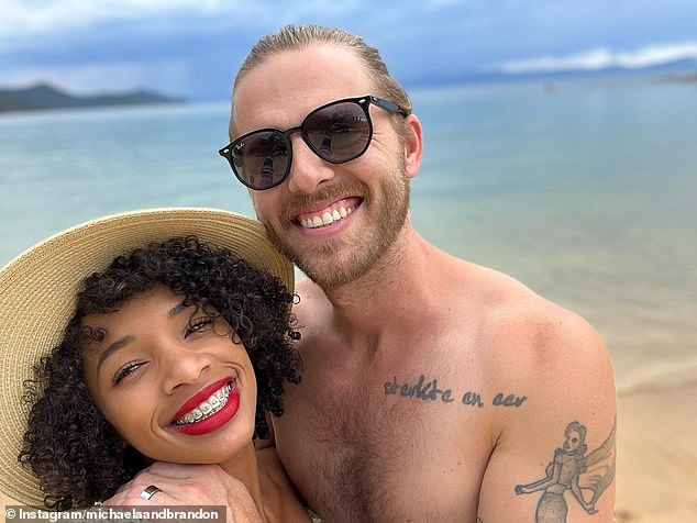 Rylaarsdam and Brandon pictured together on vacation. She now languishes in a jail cell awaiting trial over claims she put a bag over Dale's head and left him to suffocate