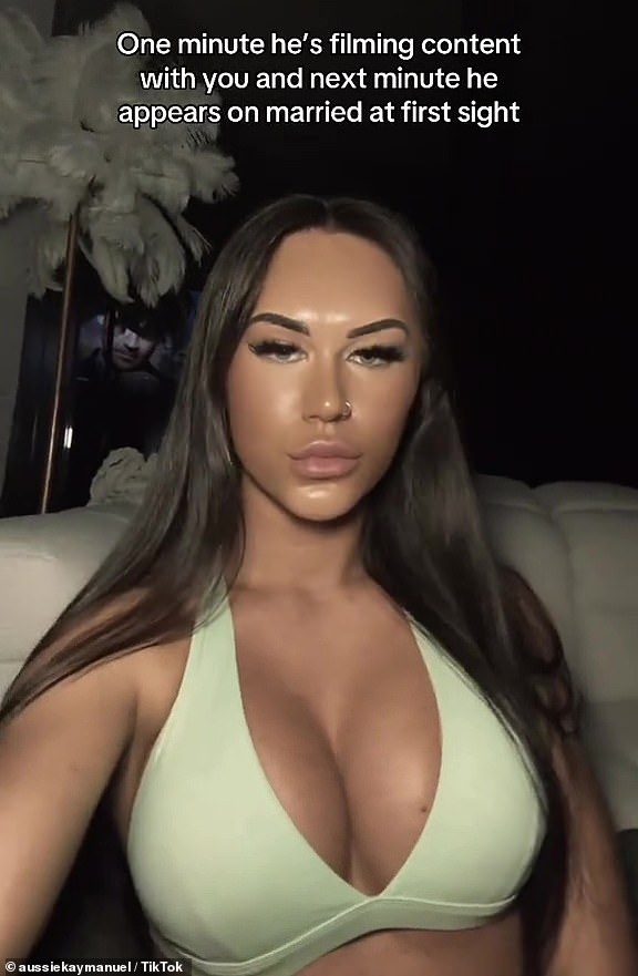 'One minute he's filming content with you and the next he's on Married At First Sight,' Kay cryptically captioned a TikTok video