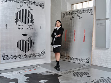 Tolokonnikova with her work Punk’s Not Dead Icon, left.