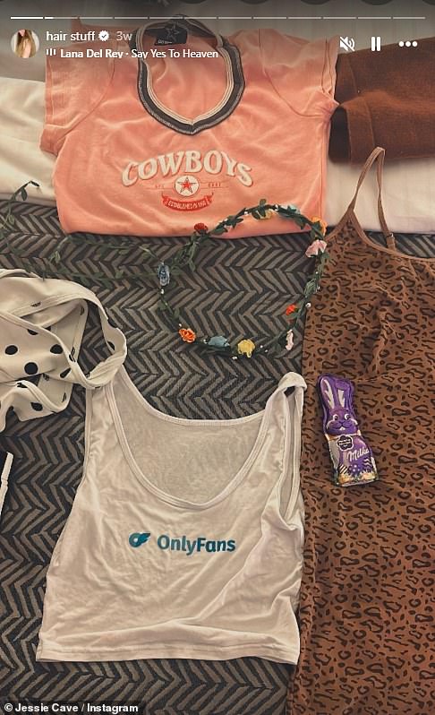 Jessie recently shared a picture of a vest top adorned with an OnlyFans logo