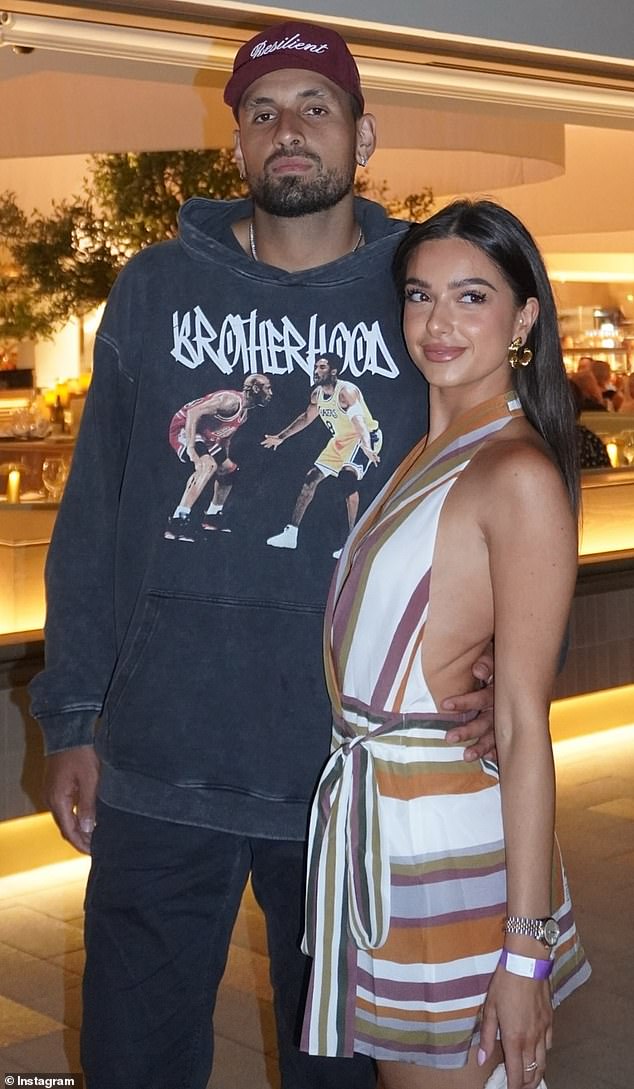 Earlier this month, Kyrgios' ex-girlfriend Hatzi, 26,(right) delivered a parting message to her tennis star ex (left) after finally confirming the pair split