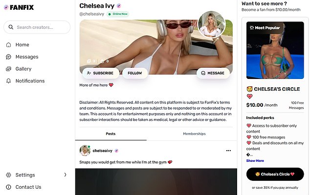Becirevic has announced she is joining Fanfix (pictured), which is an OnlyFans competitor that offers subscribers exclusive content from $10 a month