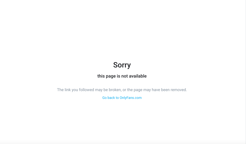 page not available notification for bonnie blue page on onlyfans